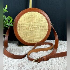 RARE Stelen Most Wanted USA Woven Canteen Crossbody Italian Leather & Raffia Bag